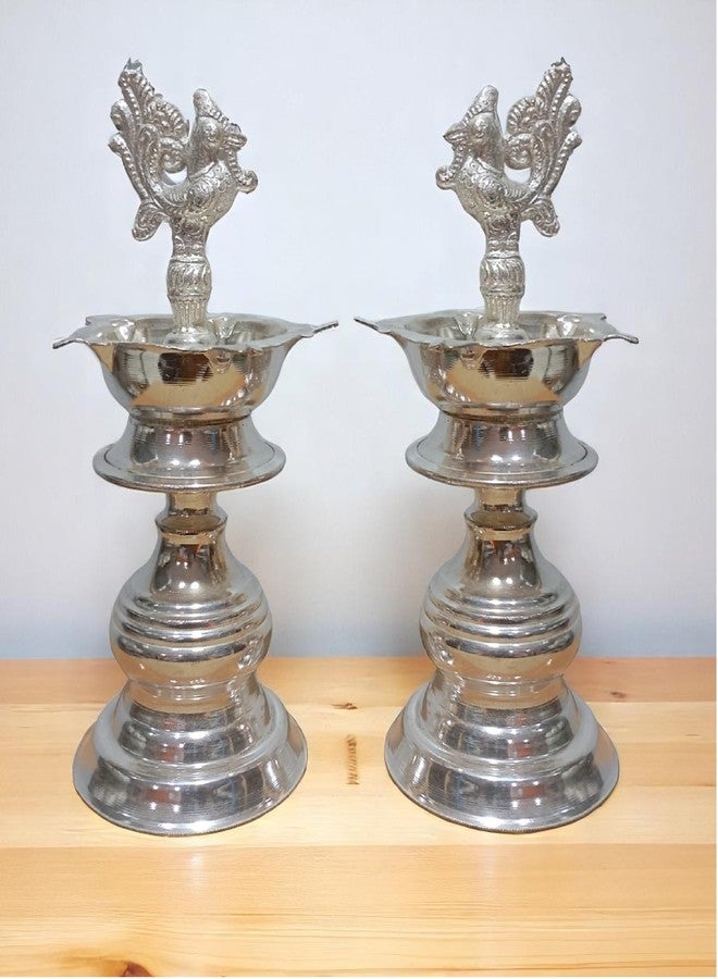 Sigaram Brass 7x3 Inch Peacock Handle Diya for Home and Temple Pooja Décor K4725 - Image 1